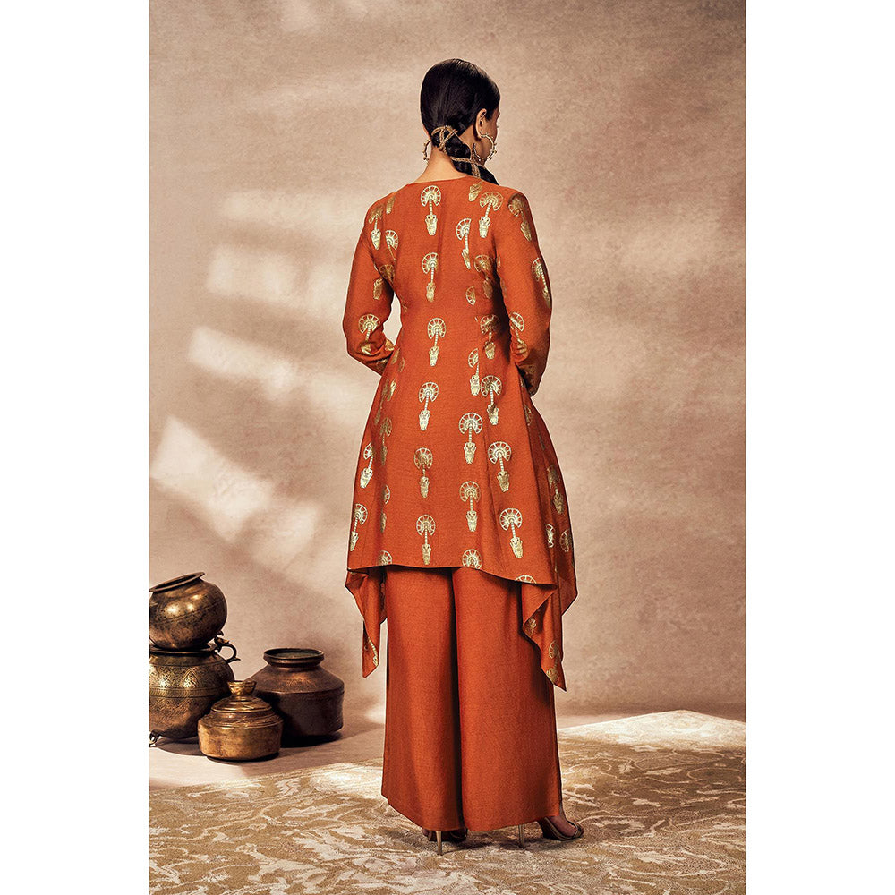 Masaba Rust Traveller's Palm Kurta with Palazzo (Set of 2)