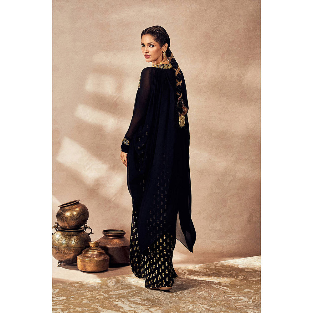 Masaba Black Pixie Dust Skirt with Bustier and Jacket (Set of 3)