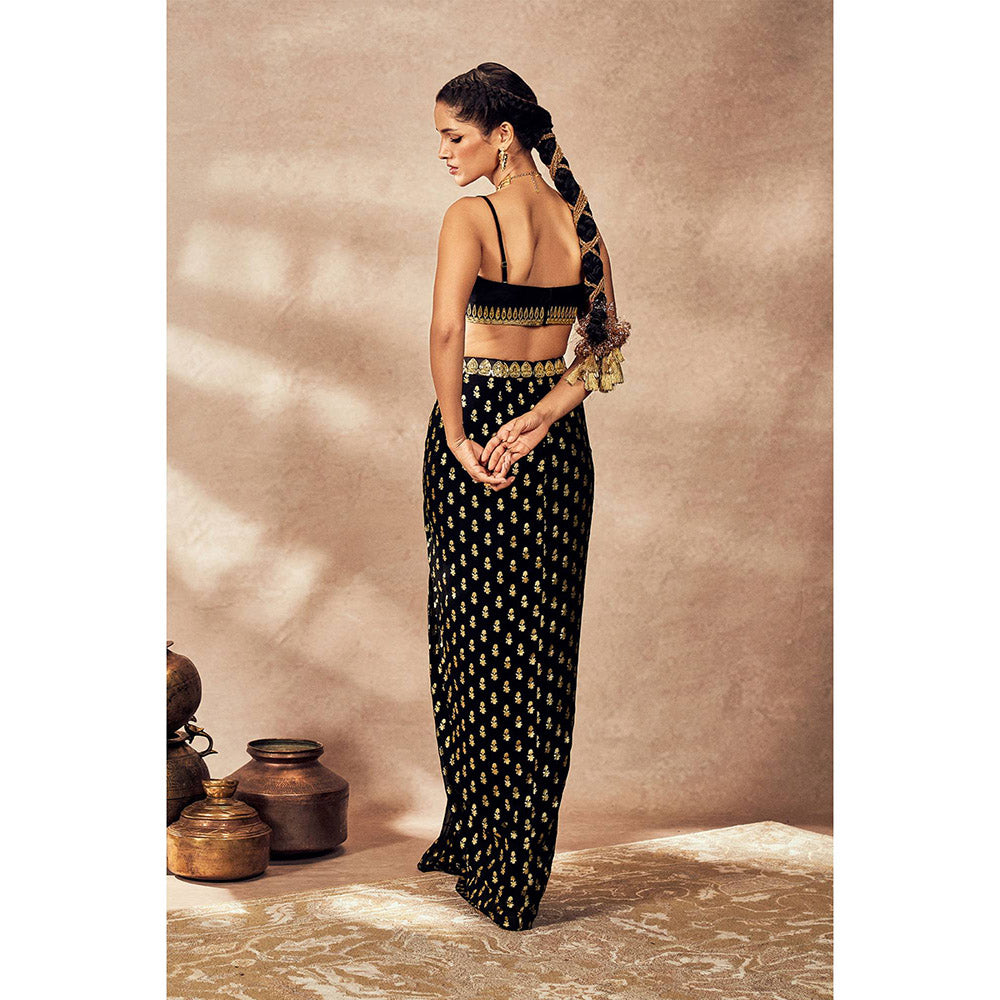 Masaba Black Pixie Dust Skirt with Bustier and Jacket (Set of 3)