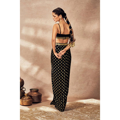Masaba Black Pixie Dust Skirt with Bustier and Jacket (Set of 3)