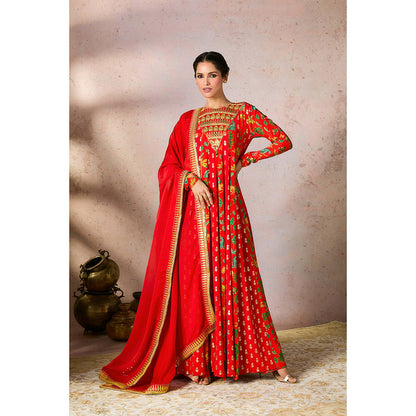 Masaba Red Rhapsody Anarkali with Dupatta (Set of 2)