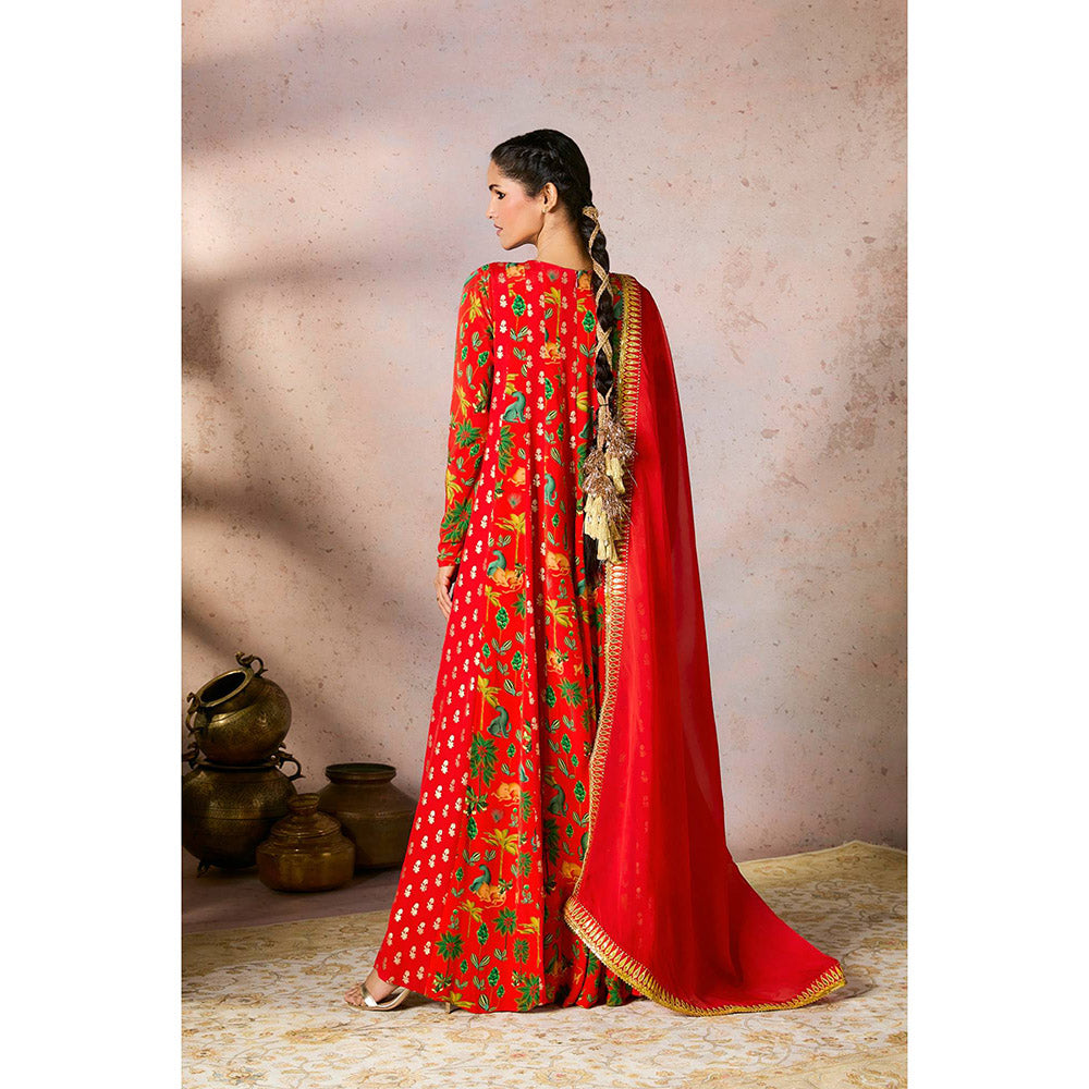 Masaba Red Rhapsody Anarkali with Dupatta (Set of 2)