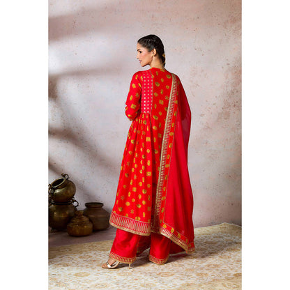 Masaba Red Trinkets Kurta with Palazzo and Dupatta (Set of 3)