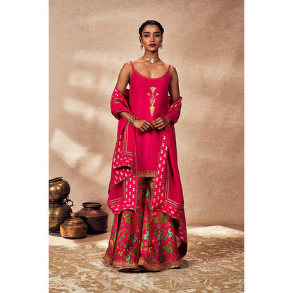 Masaba Pink Tropical Rhapsody Sharara with Kurta and Dupatta (Set of 3)