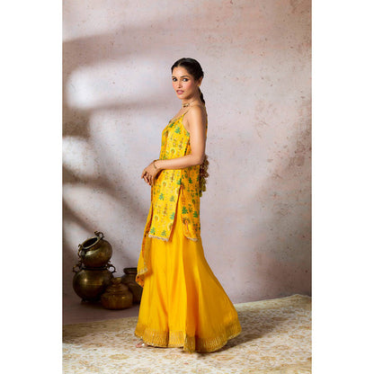 Masaba Yellow Sharara with Kurta and Dupatta (Set of 3)