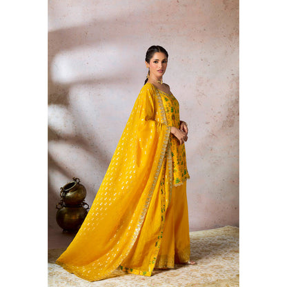 Masaba Yellow Sharara with Kurta and Dupatta (Set of 3)