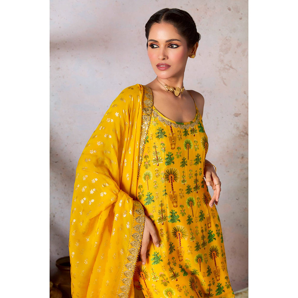 Masaba Yellow Sharara with Kurta and Dupatta (Set of 3)
