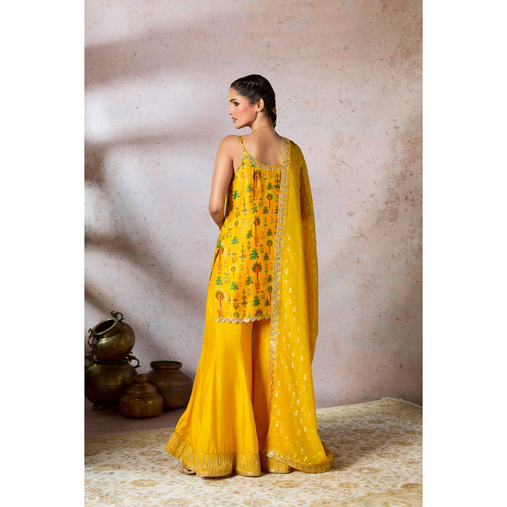 Masaba Yellow Sharara with Kurta and Dupatta (Set of 3)