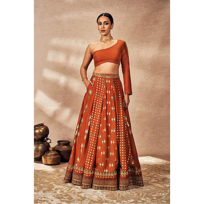 Masaba Rust Foil Lehenga with Blouse (Set of 2)