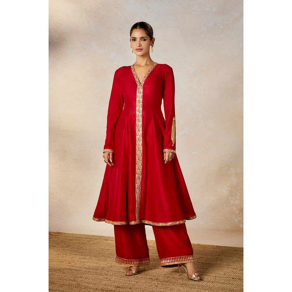 Masaba Red Whispering Lily Embroidered Kurta with Pant and Dupatta (Set of 3)