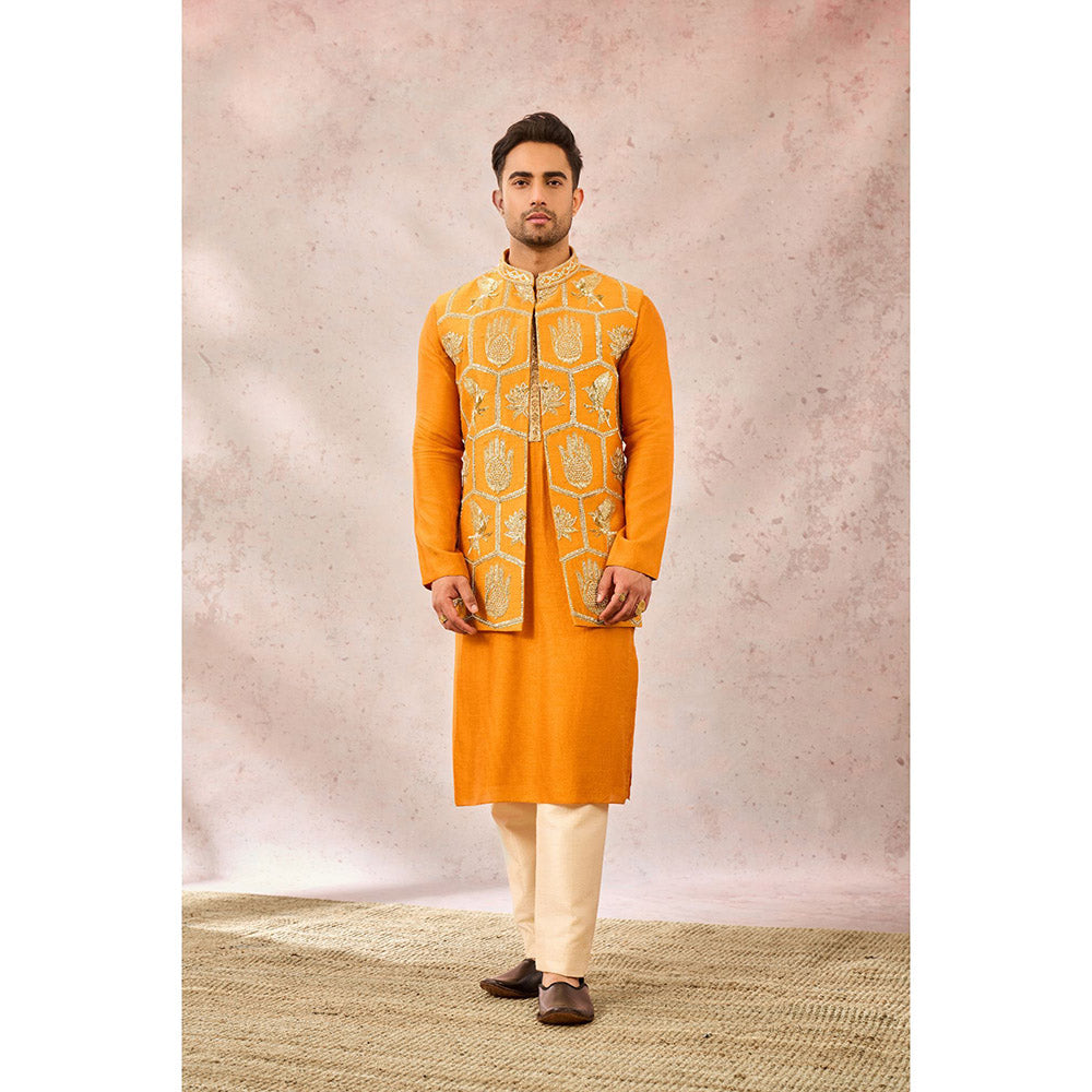 Masaba Mustard Nehru Jacket with Kurta and Churidar (Set of 3)