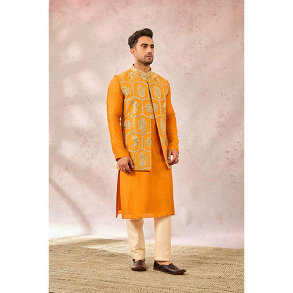 Masaba Mustard Nehru Jacket with Kurta and Churidar (Set of 3)