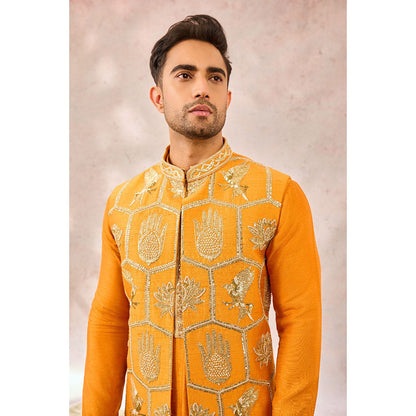Masaba Mustard Nehru Jacket with Kurta and Churidar (Set of 3)