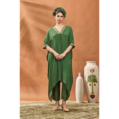 Masaba Green Tree Of Hearts Kaftan with Pant (Set of 2)
