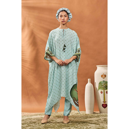 Masaba Blue Ace Of Spades Kaftan with Pant (Set of 2)