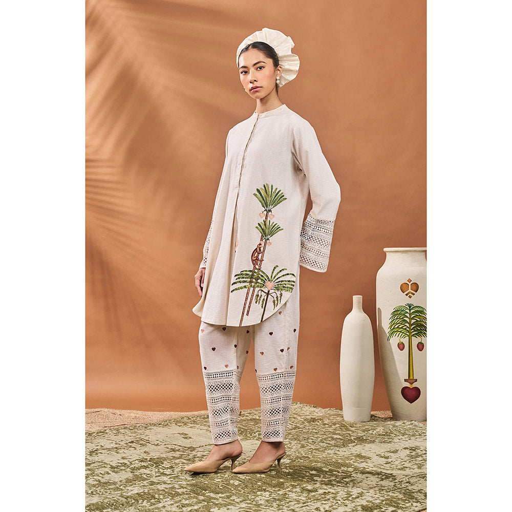 Masaba Ivory Blooming Board Tunic with Pant (Set of 2)