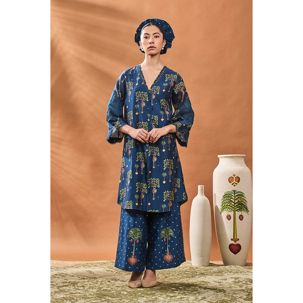 Masaba Blue Wilds Cape Kurta with Palazzo (Set of 2)