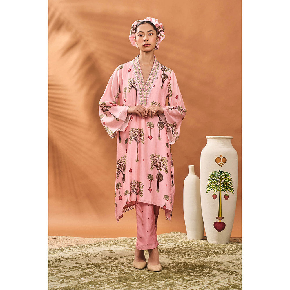Masaba Pink Wilds Cape Kurta with Pant (Set of 2)