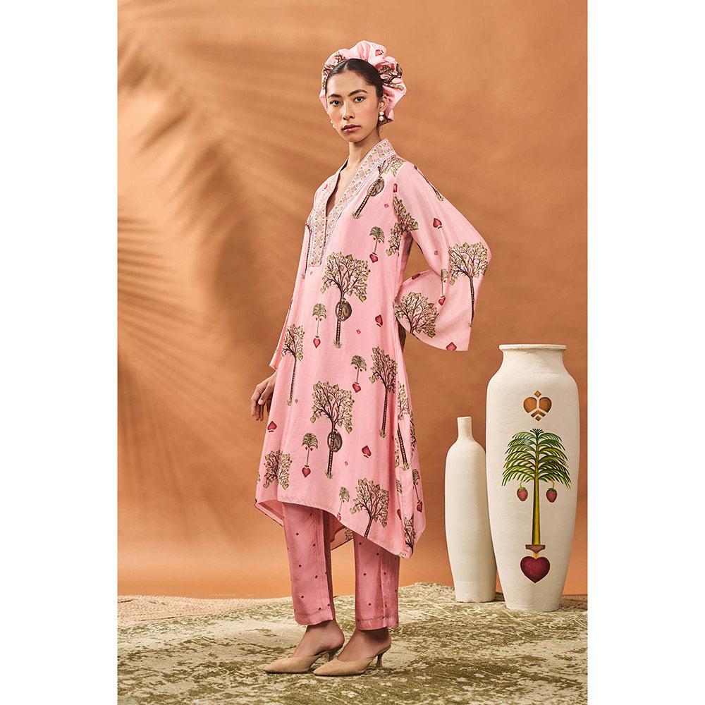 Masaba Pink Wilds Cape Kurta with Pant (Set of 2)