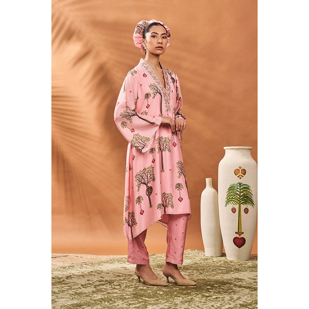 Masaba Pink Wilds Cape Kurta with Pant (Set of 2)