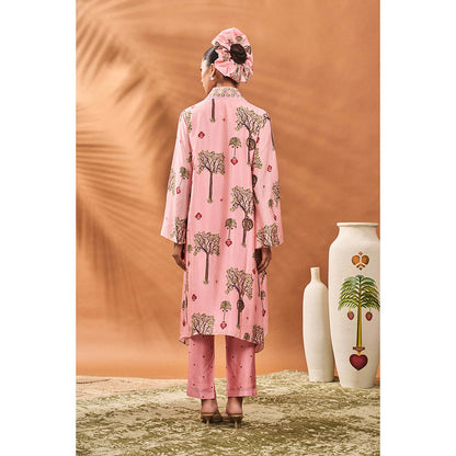Masaba Pink Wilds Cape Kurta with Pant (Set of 2)