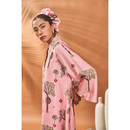 Masaba Pink Wilds Cape Kurta with Pant (Set of 2)