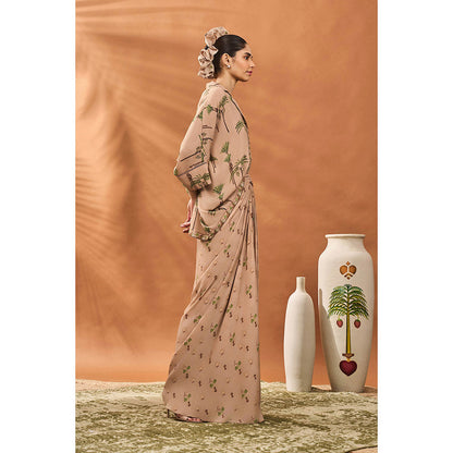 Masaba Beige Blooming Board Shirt with Skirt (Set of 2)