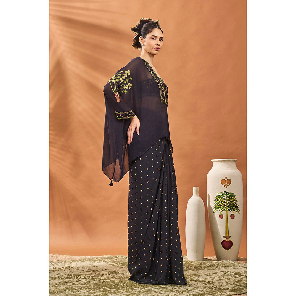 Masaba Black Bustier with Top and Skirt (Set of 3)