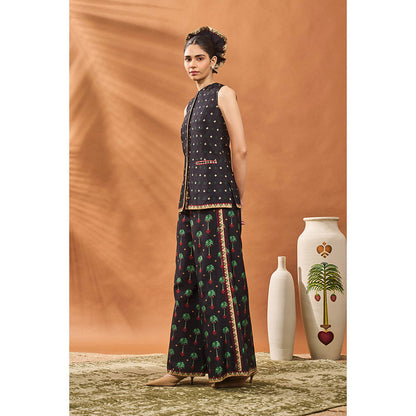 Masaba Black Tree Of Hearts Top with Palazzo (Set of 2)