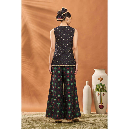 Masaba Black Tree Of Hearts Top with Palazzo (Set of 2)