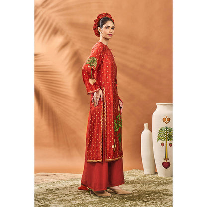 Masaba Red Kurta with Palazzo and Dupatta (Set of 3)