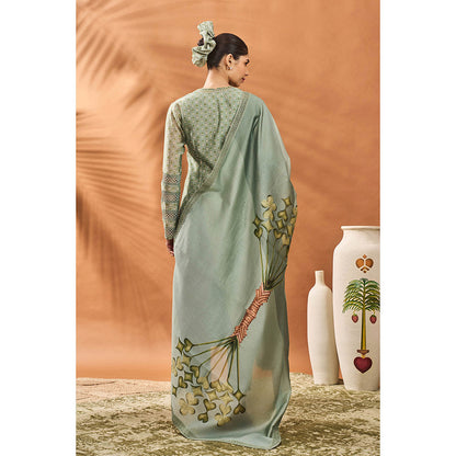 Masaba Sage Green Kurta with Pant, Jacket and Dupatta (Set of 4)