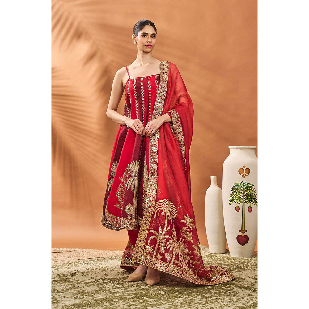 Masaba Red The Anar Bagh Anarkali with Salwar and Dupatta (Set of 3)
