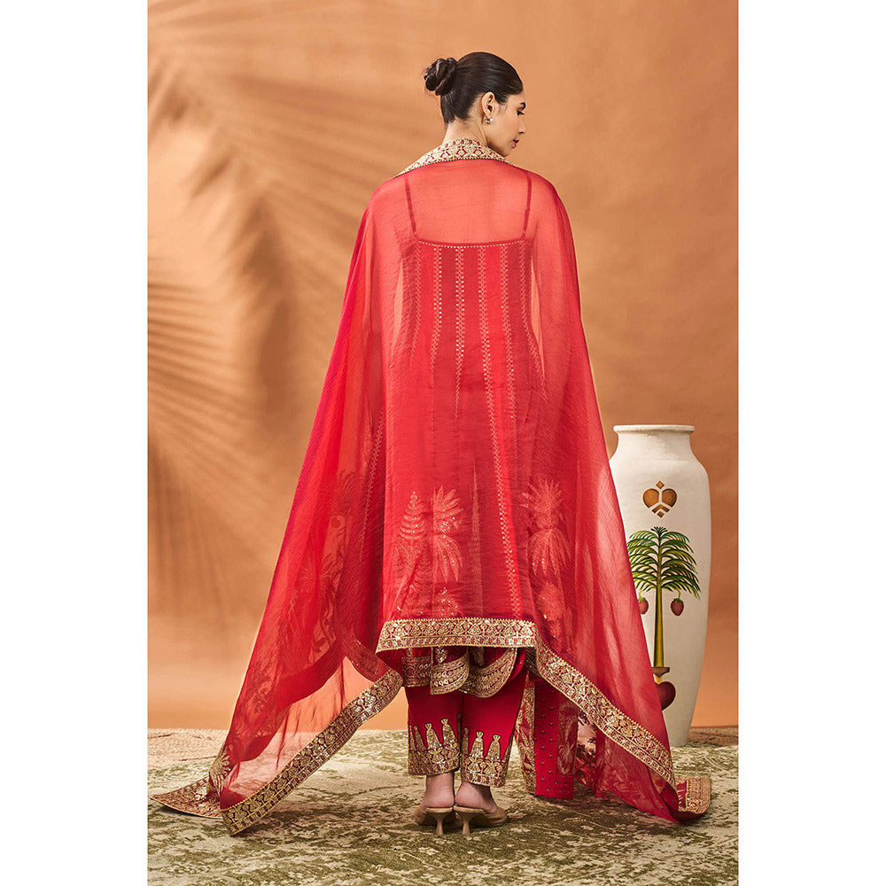 Masaba Red The Anar Bagh Anarkali with Salwar and Dupatta (Set of 3)