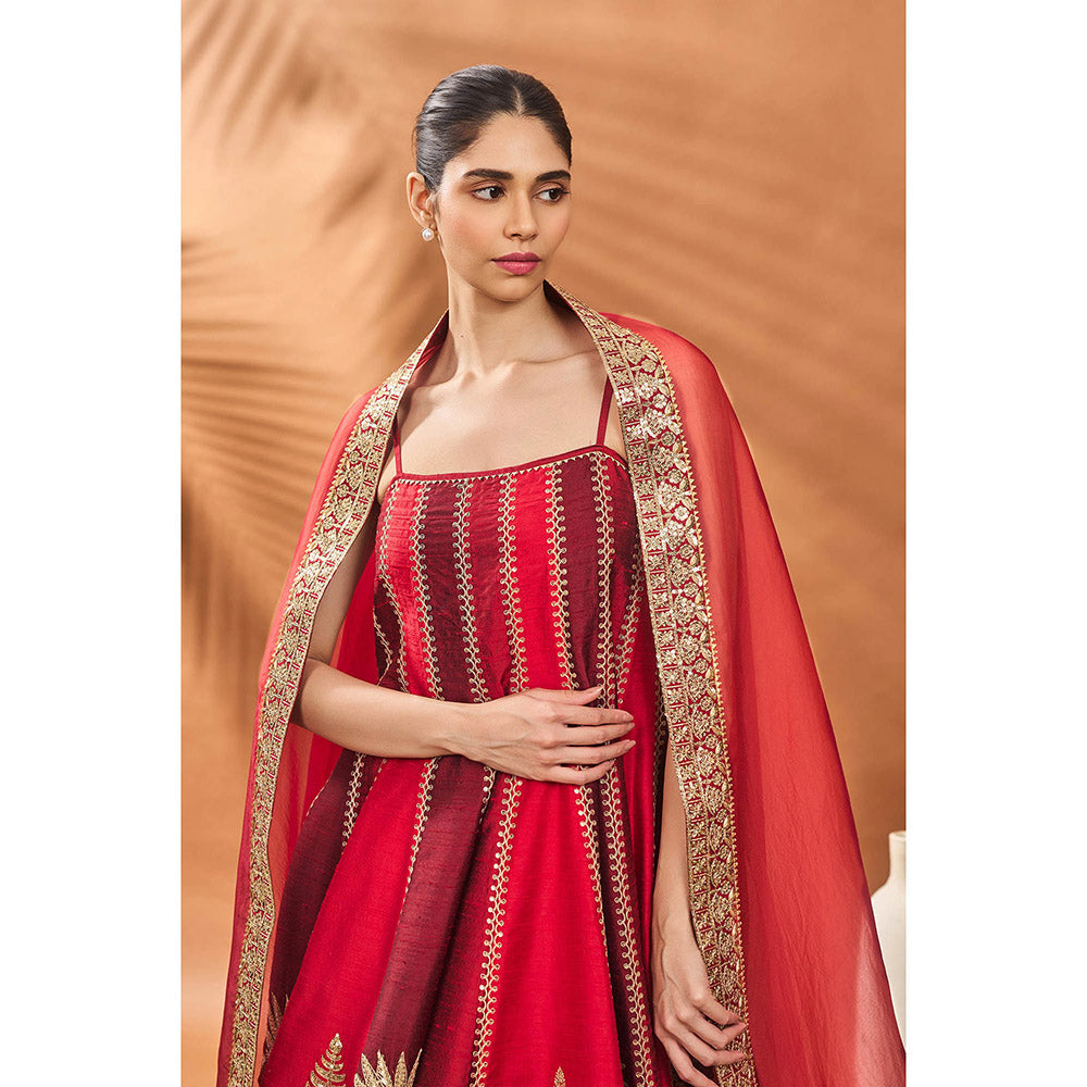 Masaba Red The Anar Bagh Anarkali with Salwar and Dupatta (Set of 3)