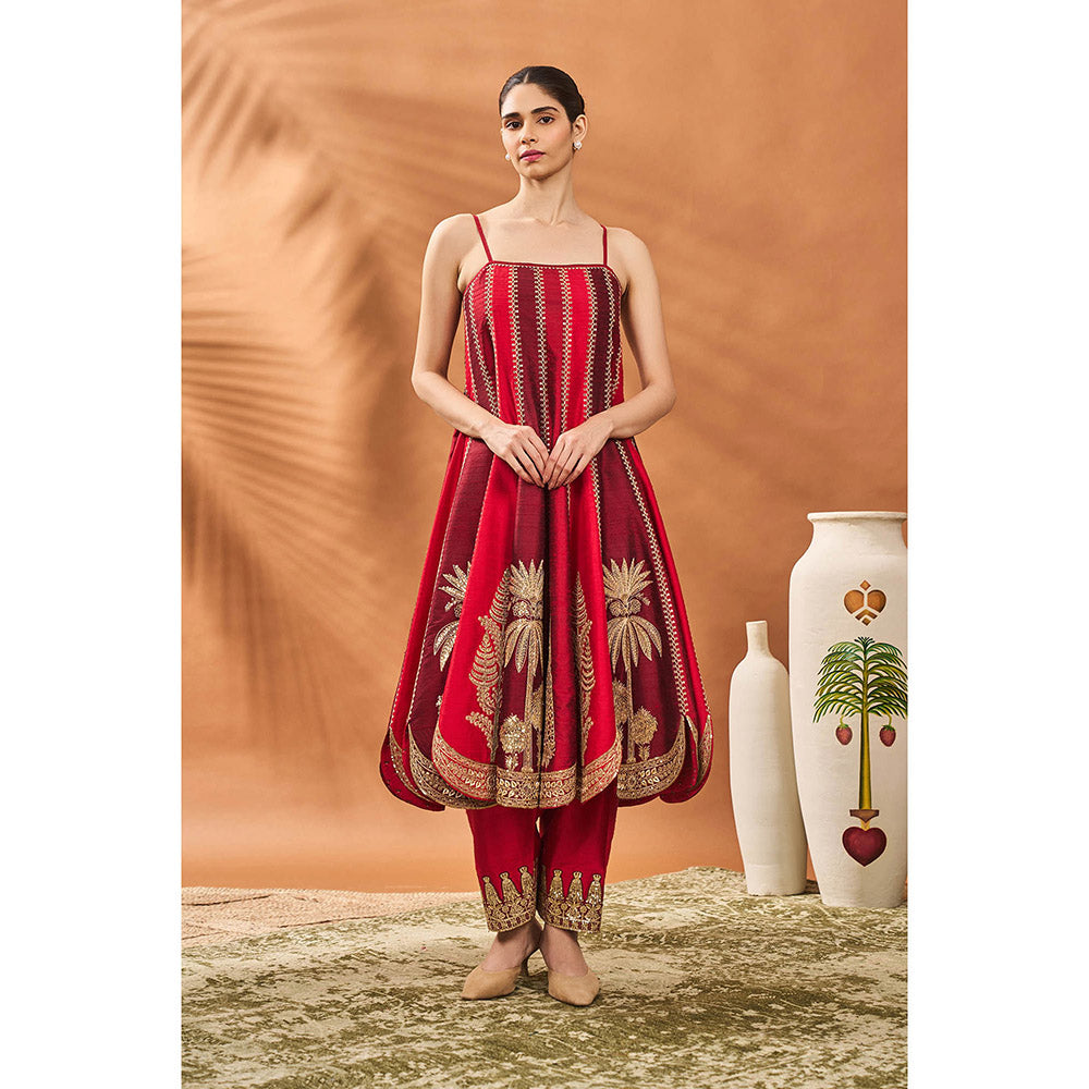 Masaba Red The Anar Bagh Anarkali with Salwar and Dupatta (Set of 3)