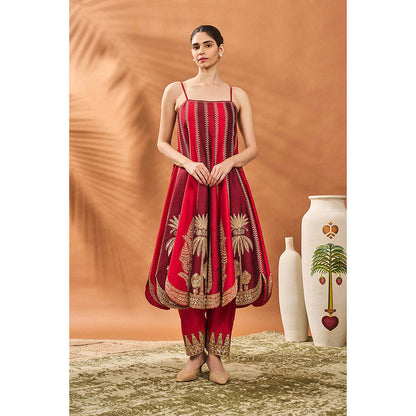 Masaba Red The Anar Bagh Anarkali with Salwar and Dupatta (Set of 3)