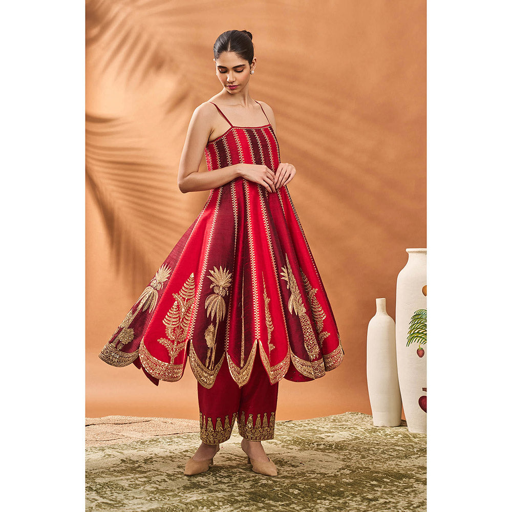 Masaba Red The Anar Bagh Anarkali with Salwar and Dupatta (Set of 3)