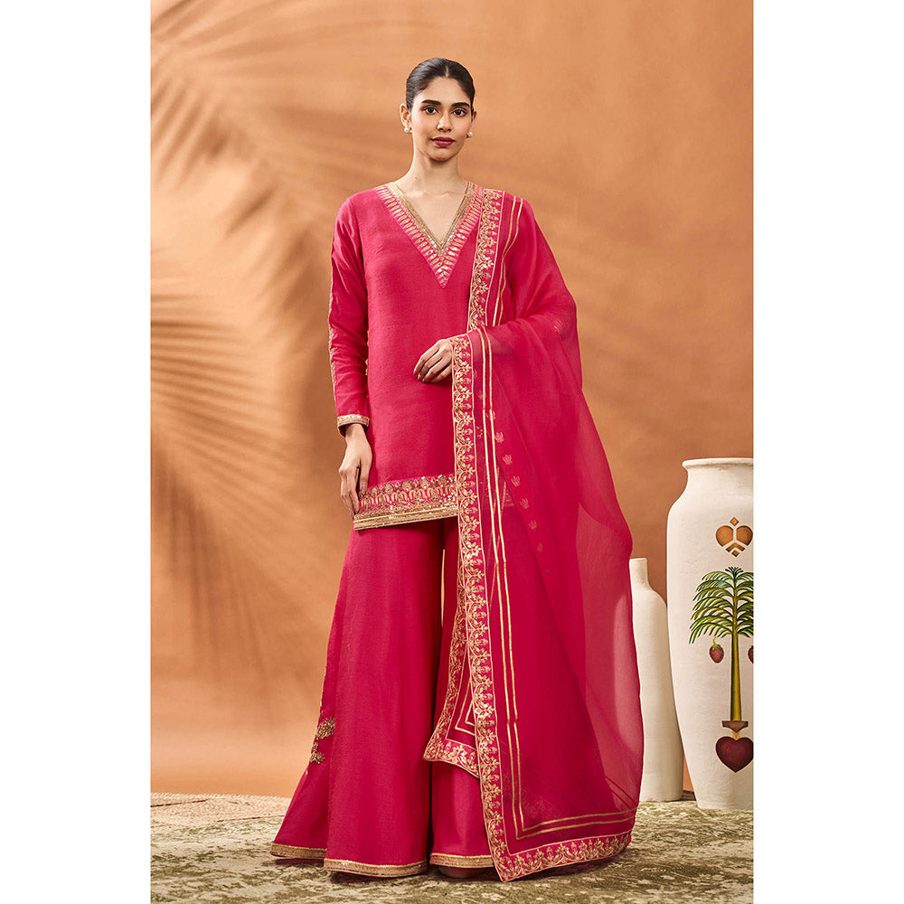 Masaba Pink Tricone Palazzo with Kurta and Dupatta (Set of 3)
