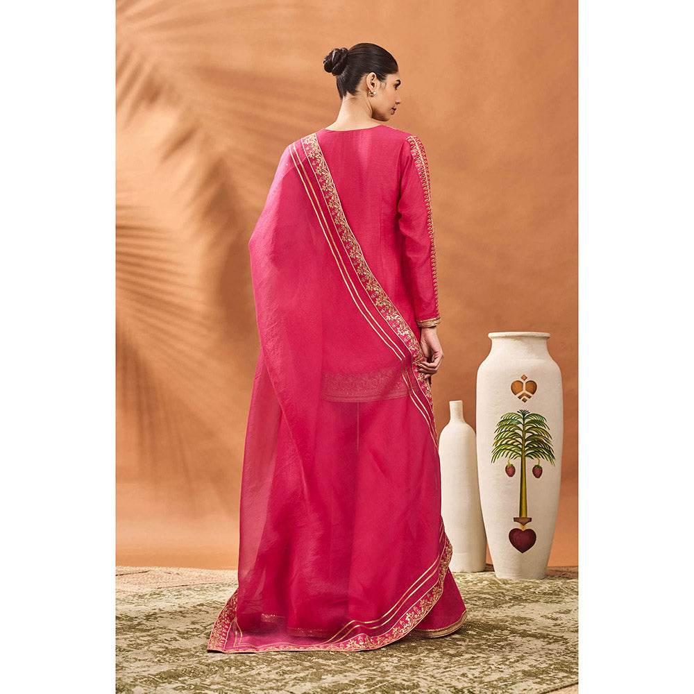 Masaba Pink Tricone Palazzo with Kurta and Dupatta (Set of 3)
