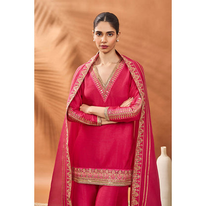Masaba Pink Tricone Palazzo with Kurta and Dupatta (Set of 3)