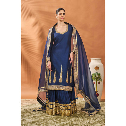 Masaba Blue Pixie Dust Kurta with Lehenga and Dupatta (Set of 3)