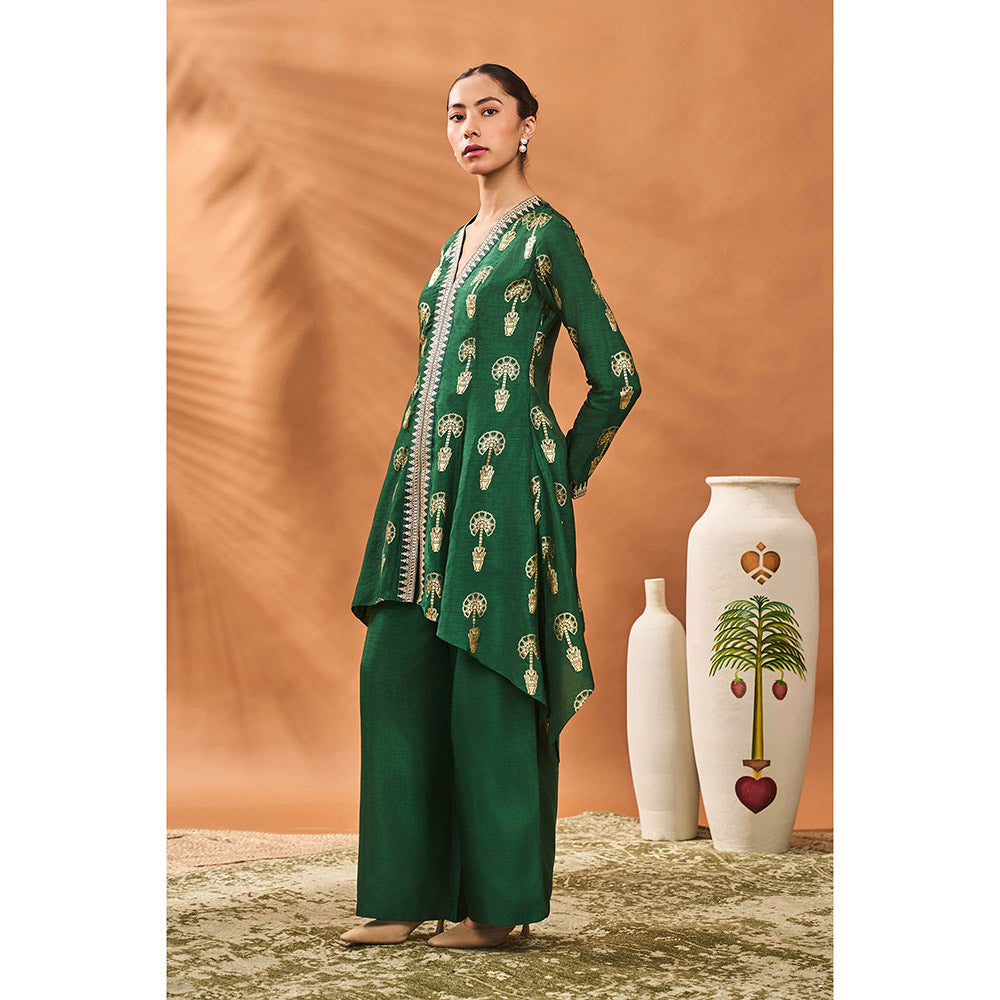 Masaba Green Traveller'S Palm Kurta with Palazzo (Set of 2)