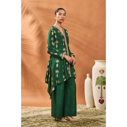 Masaba Green Traveller'S Palm Kurta with Palazzo (Set of 2)