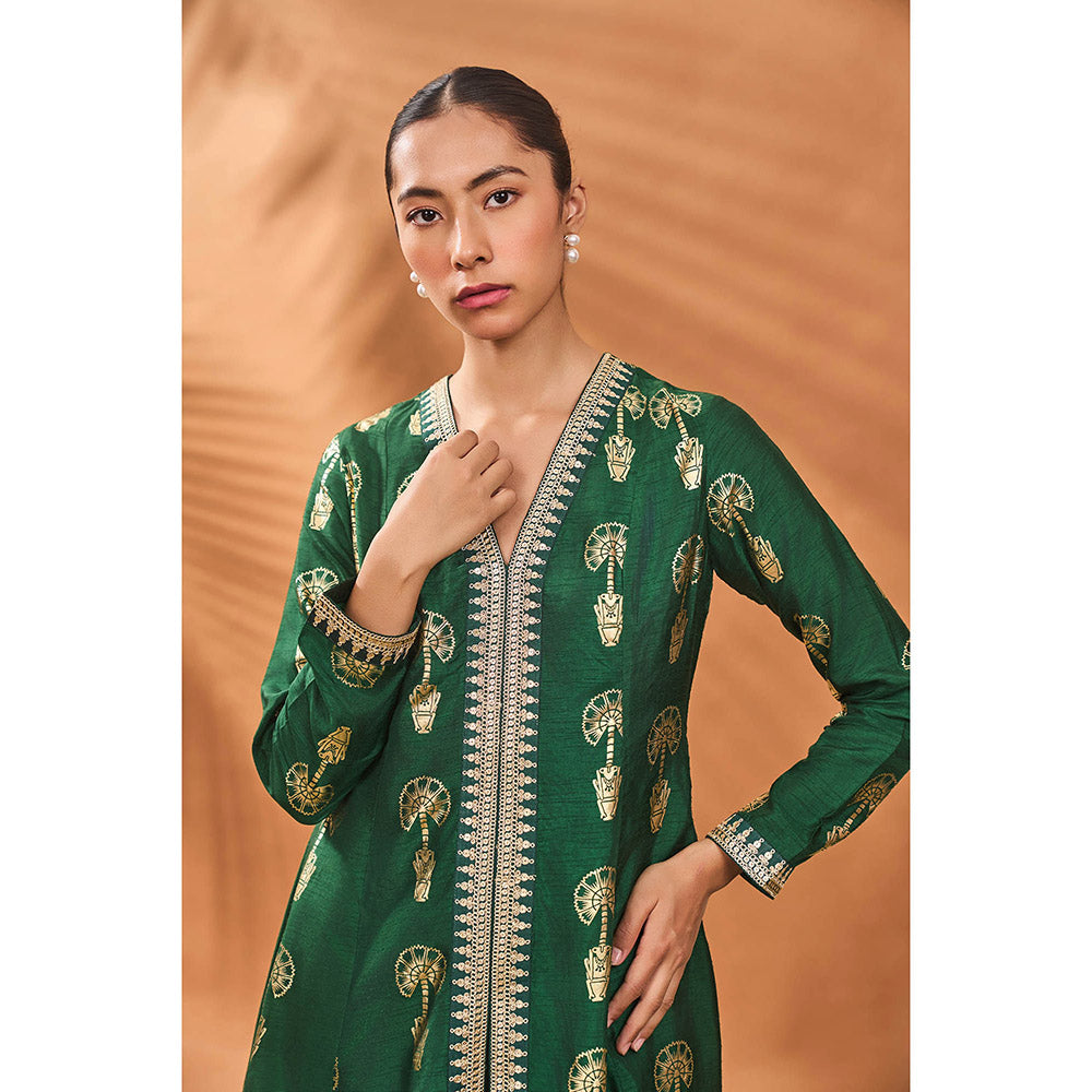 Masaba Green Traveller'S Palm Kurta with Palazzo (Set of 2)