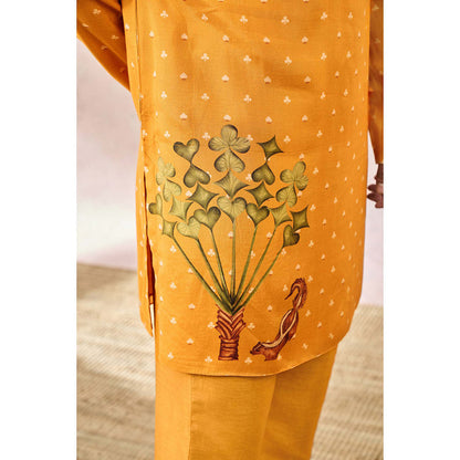 Masaba Yellow Spade Blossom Kurta with Pant (Set of 2)