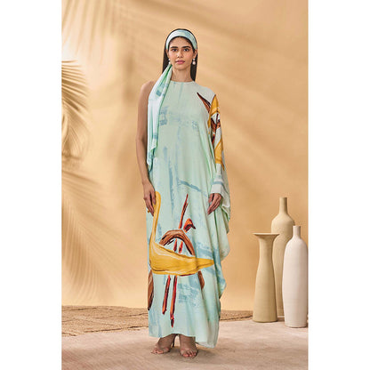 Masaba Blue Feathered Maxi Dress