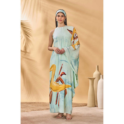 Masaba Blue Feathered Maxi Dress