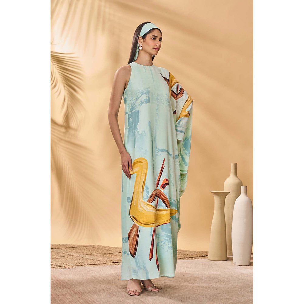 Masaba Blue Feathered Maxi Dress