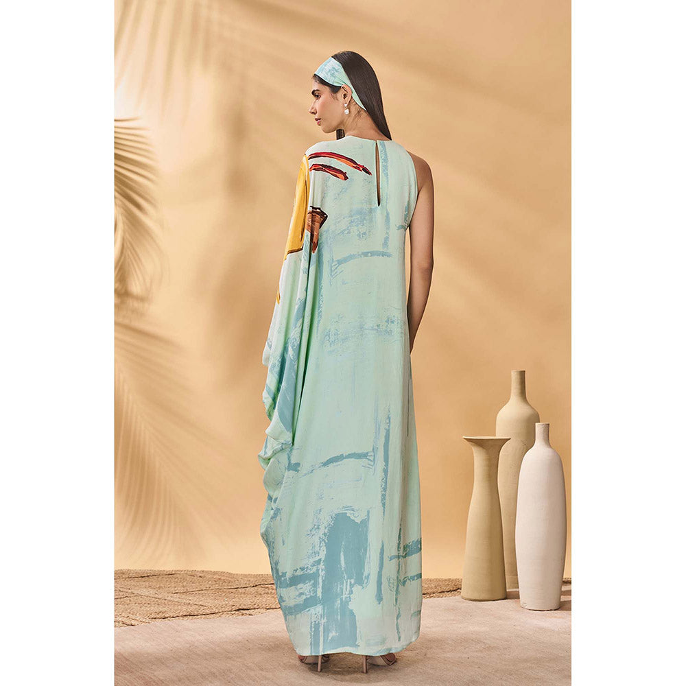 Masaba Blue Feathered Maxi Dress